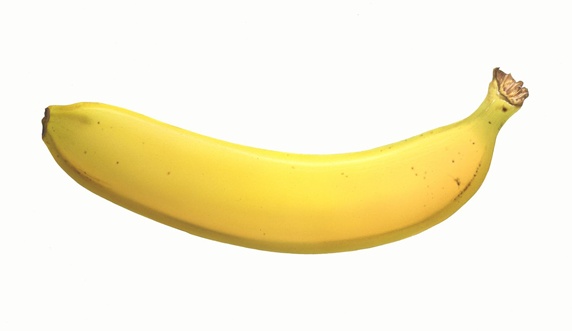 Yellow banana, white background Stock Images