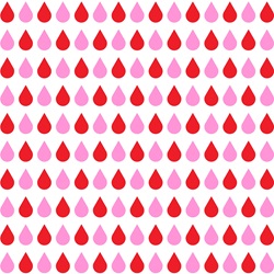 Pink and red drops on white background