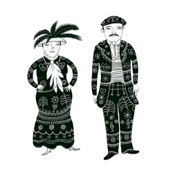 Man and woman in ornate clothes