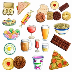 Variety of unhealthy eating food and drink