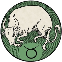 Taurus, green round astrology sign