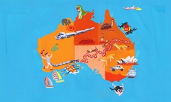 Illustrated tourism map of Australia and Tasmania