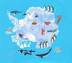 Illustrated map of Antarctica