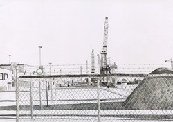 Cranes in industrial area