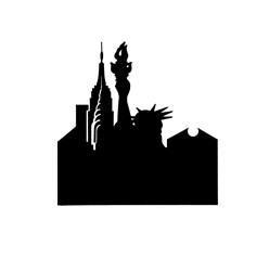 Silhouette of New York city international landmarks