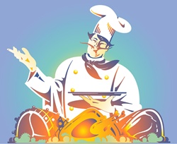 Chef with roasted meat