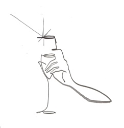 Female hand holding champagne flute
