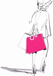 Woman handcuffed to shopping bag