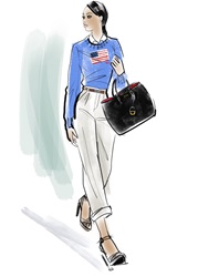 Fashionable woman with black purse