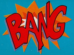 Word bang on colored background
