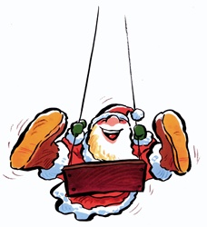 Santa Claus swinging on white background