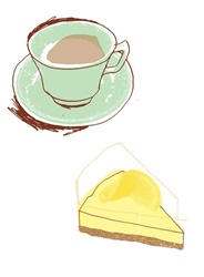 Lemon pie and coffee cup