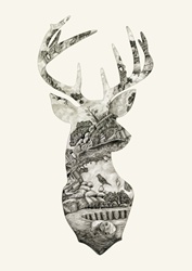 Silhouette of deer with nature pattern