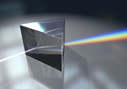 Prism and spectrum on glass surface