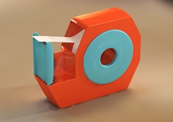 Adhesive tape in turquoise orange plastic box