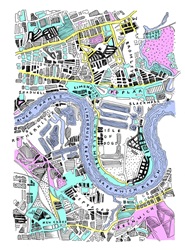 Map of London with Thames River