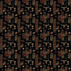 Pattern with cactuses and animal skulls on black background
