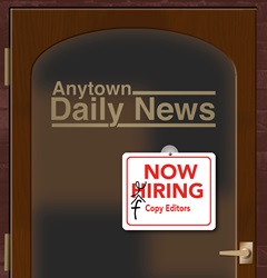 Now hiring sign on editorial office doors