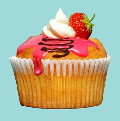 Close up of strawberry cupcake