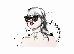 Fashionable young woman with lip and nose piercing wearing sunglasses