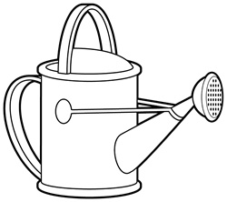 Watering can on white background