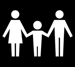 Family with one child holding hands