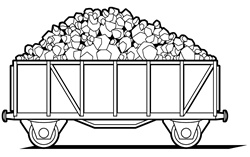 Cart of coal on white background
