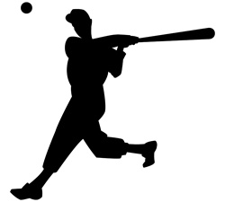 Silhouette of man playing baseball