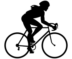 Silhouette of woman riding bike