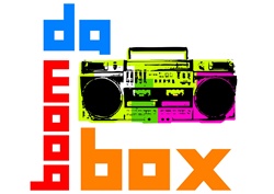 80's style boom box on white
