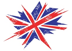 Part of British flag on white