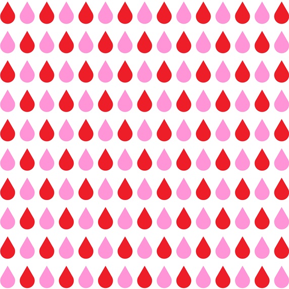 Pink and red drops on white background