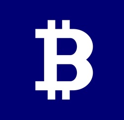 Bitcoin symbol against blue background