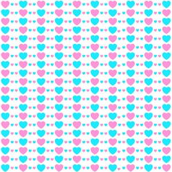 Blue and pink hearts on white background