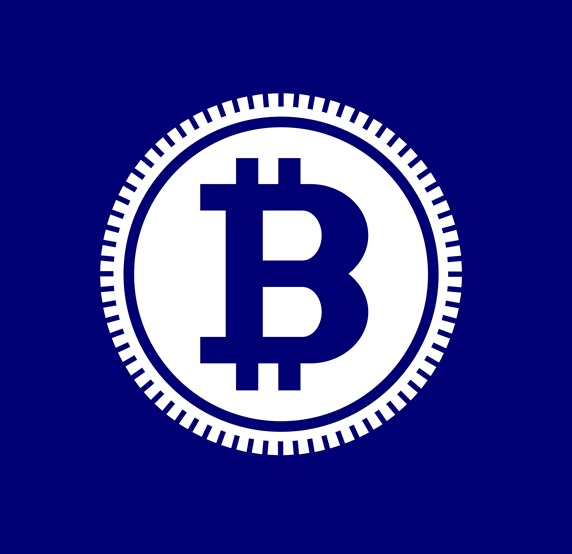 Bitcoin against blue background