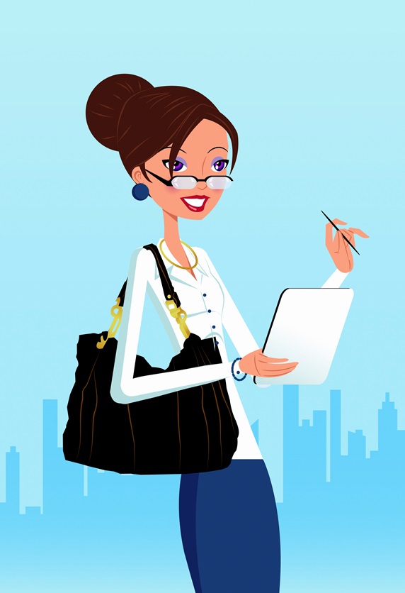 Smiling businesswoman with digital tablet in city