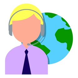 Man wearing headset with planet Earth in background