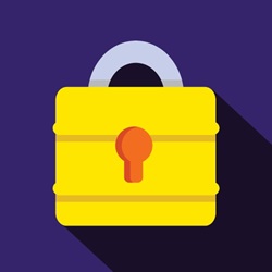 Yellow padlock on purple background