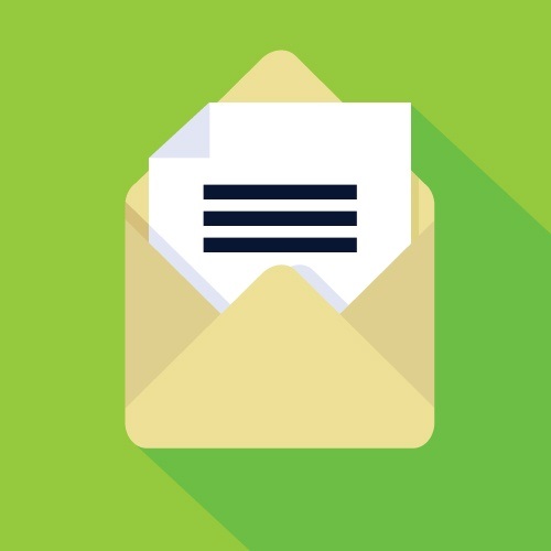 Letter in envelope on green background