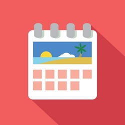 Calendar on red background