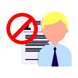 Man with document with forbidden sign