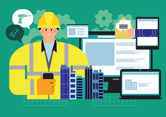 Building contractor communicating using computer technology