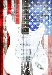 Electric guitar against American flag