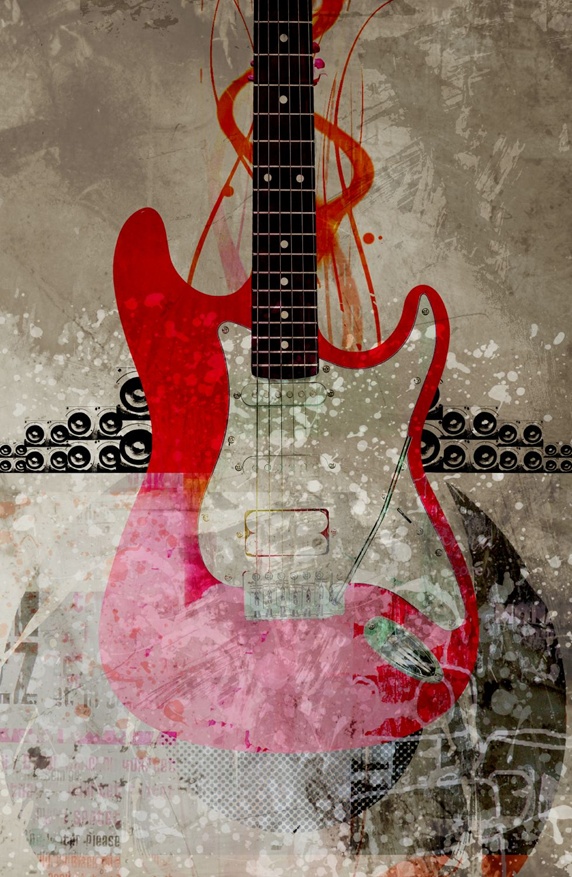 Electric guitar against abstract background
