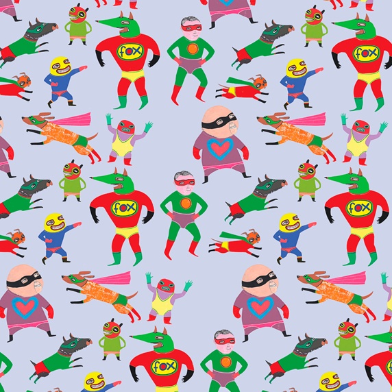 Pattern of different lucha libre superhero wrestlers