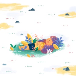 Girl lying in meadow