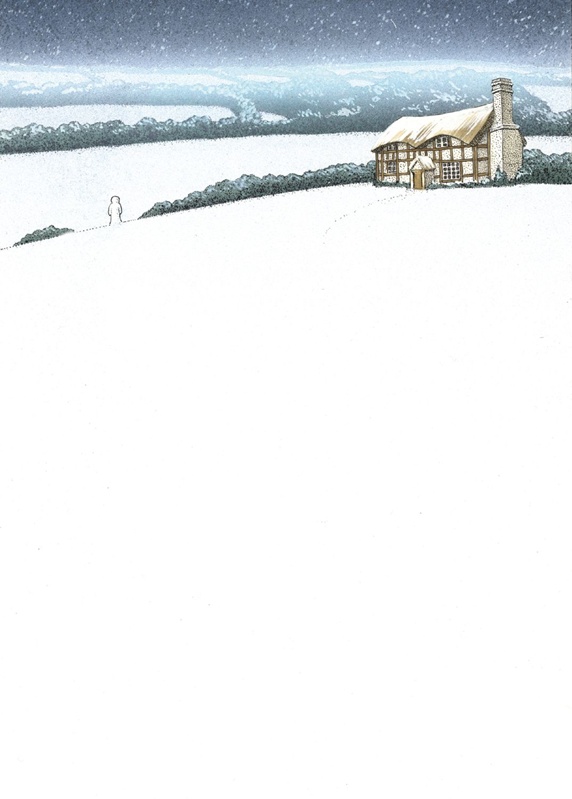 Cottage in winter landscape