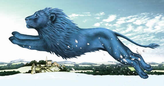 Side-view of blue lion