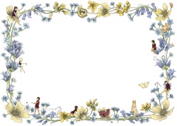Floral frame with fairies and animals