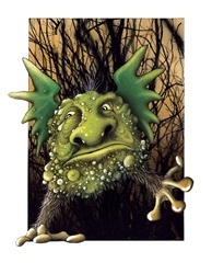 Green troll in forest